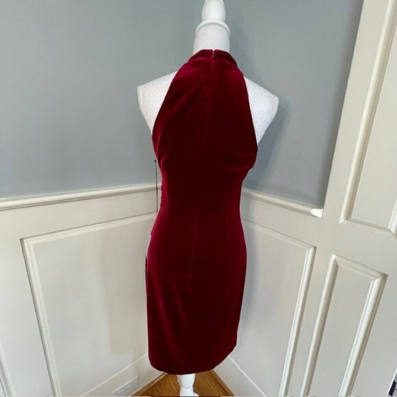 Vince Camuto Red/Burgundy Velvet Draped Ruched Halter Neck Dress NWT 6 - Picture 10 of 11